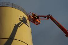 Silo Services engineers work at height